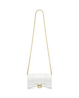 Balenciaga Portefeuille Avec Chaîne Hourglass en Blanc