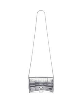 Balenciaga Portefeuille Avec Chaîne Hourglass en Argent