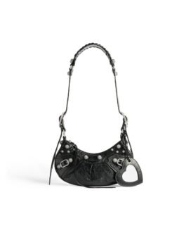 Balenciaga Sac Porté Épaule Le Cagole Xs Avec Strass en Noir