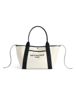 Balenciaga Sac Cabas Biarritz Moyen pour Femme en Naturel/noir