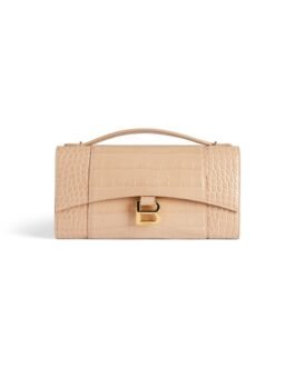 Balenciaga Pochette Hourglass Avec Chaîne en Nude