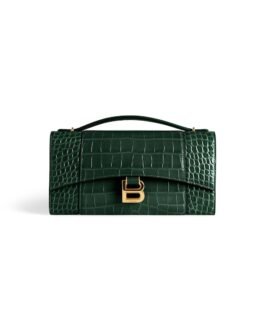 Balenciaga Pochette Hourglass Avec Chaîne en Vert Foret