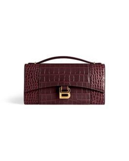 Balenciaga Pochette Hourglass Avec Chaîne en Bordeaux Foncé