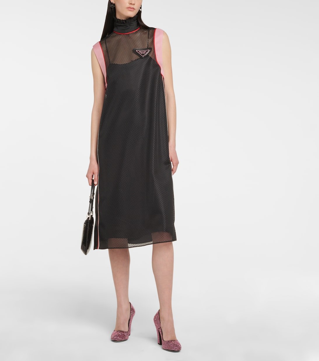 Escarpins Prada Rosa en satin noir avec cristaux scintillants pour soirées élégantes – Image 2