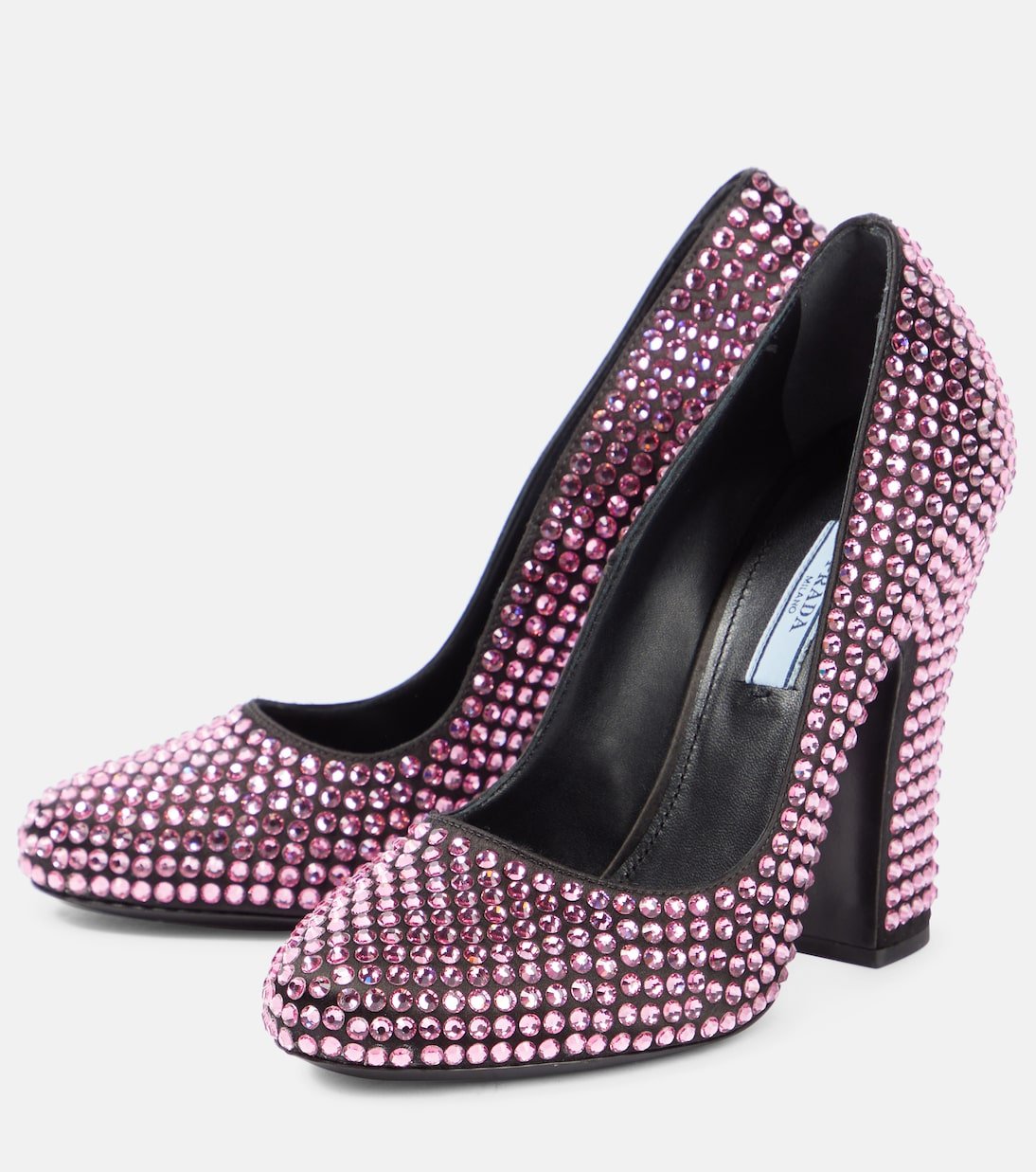 Escarpins Prada Rosa en satin noir avec cristaux scintillants pour soirées élégantes – Image 5