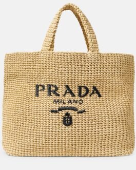 Cabas Medium en raphia à logo