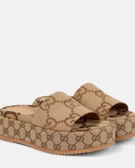 Mules à plateforme en toile GG Maxi