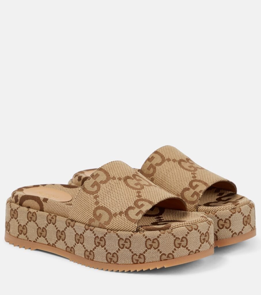 Mules à plateforme en toile GG Maxi