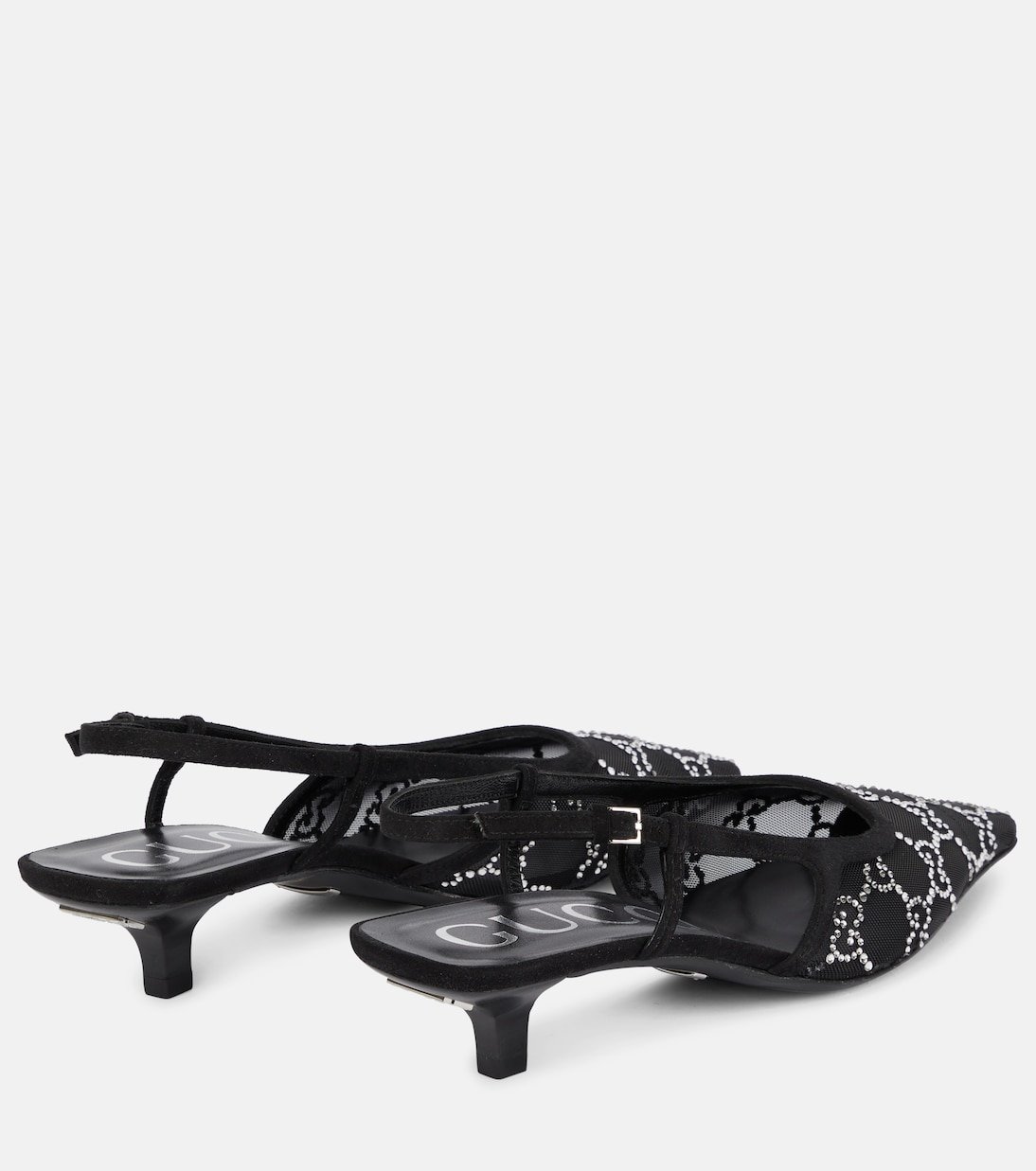 Escarpins Gucci Aria en résille noire avec cristaux GG – Image 3