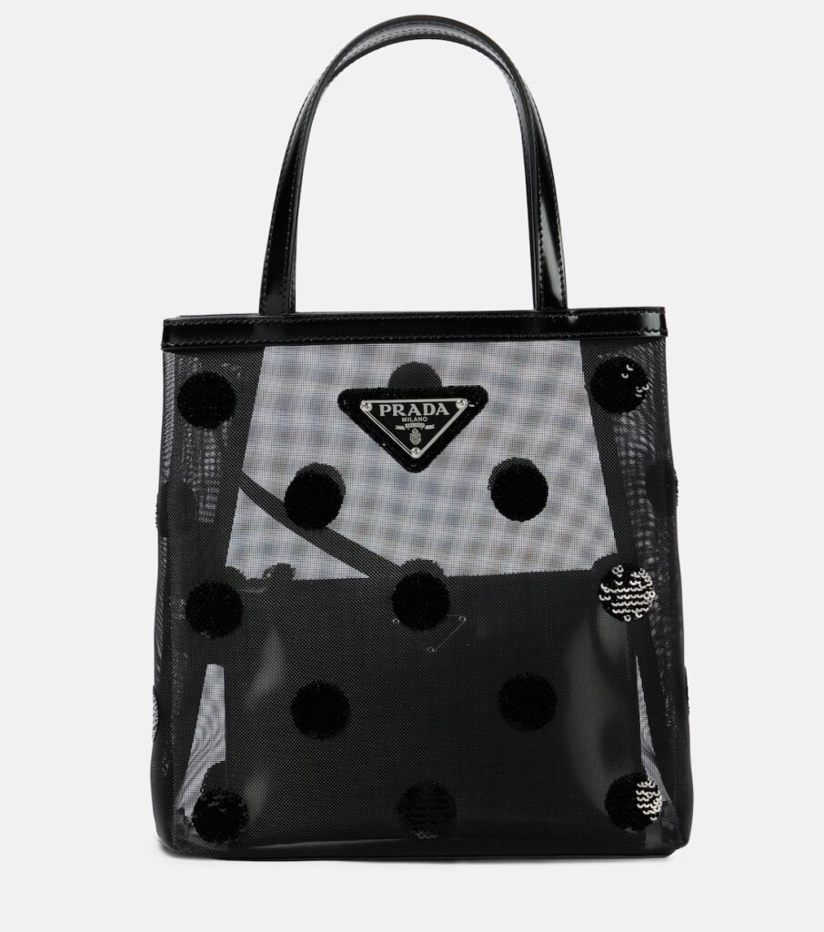 Cabas Prada en Mesh à Sequins Polka Dot