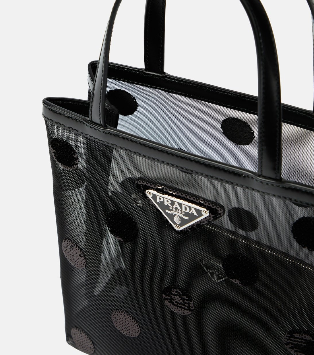 Cabas en résille et cuir à sequins – Image 3