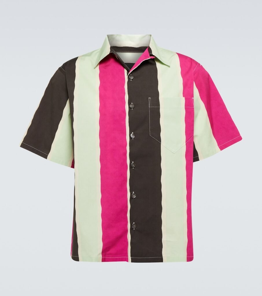 Polo rayé en coton mélangé