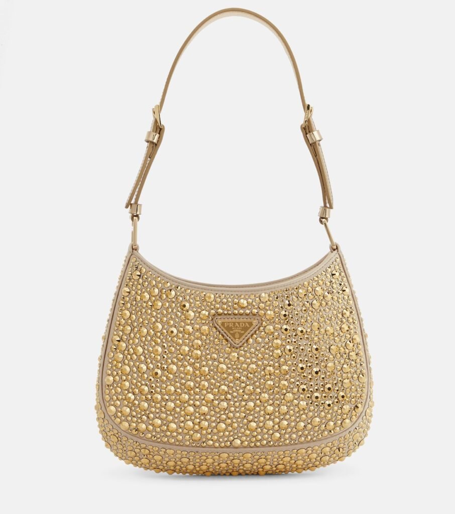 Sac Cleo en satin à cristaux