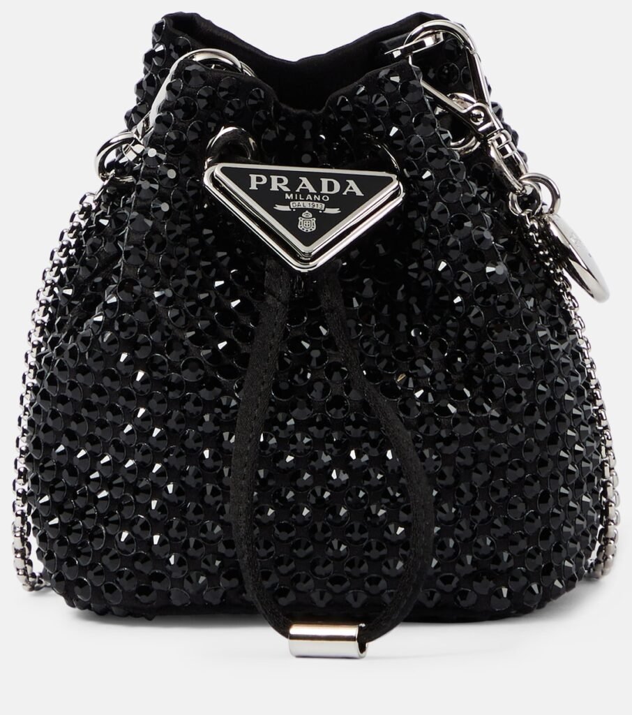 Sac seau Mini en satin à ornements