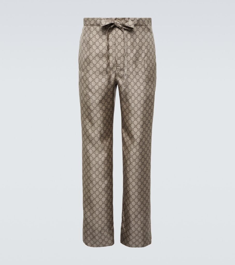 Pantalon droit GG en soie
