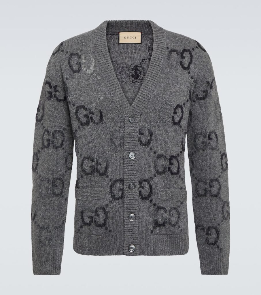 Cardigan Jumbo GG intarsia en laine mélangée