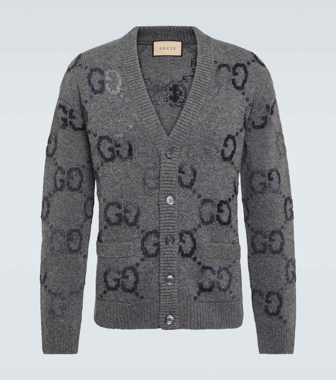 Cardigan Jumbo GG intarsia en laine mélangée