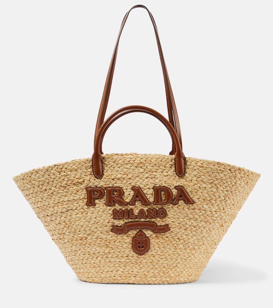 Sac panier en raphia à logo