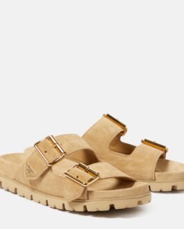 Mules en daim à logo