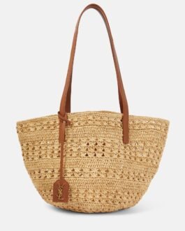 Cabas Panier Small en raphia et cuir