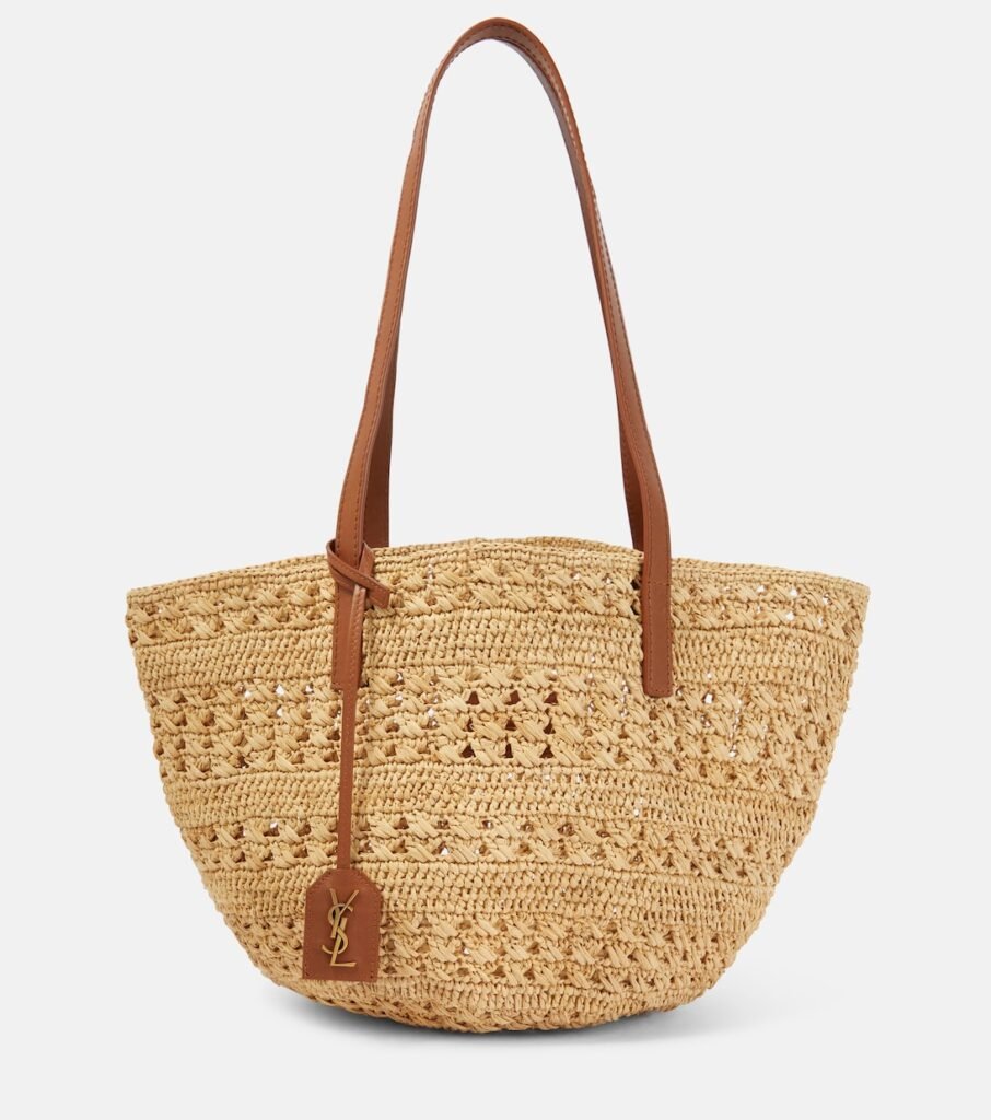 Cabas Panier Small en raphia et cuir