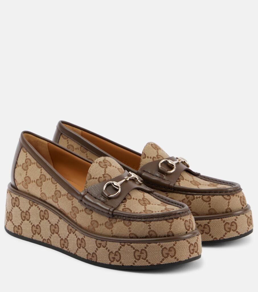 Mocassins Horsebit à plateforme en toile GG