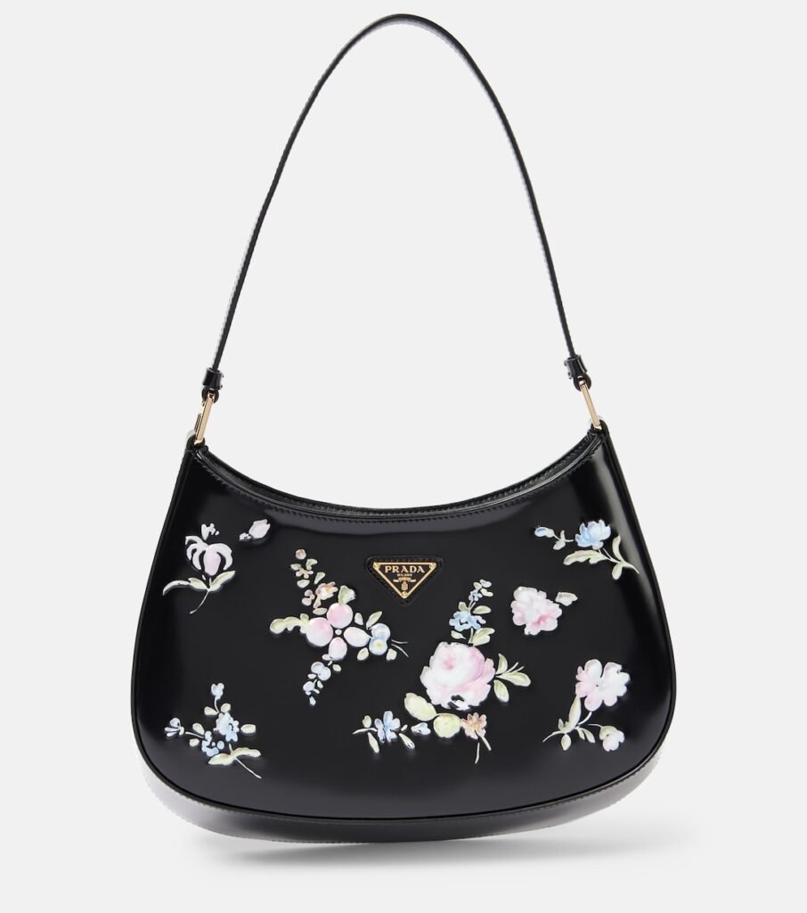 Sac Prada Cleo en cuir à fleurs
