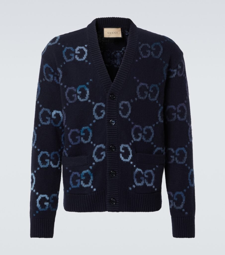 Cardigan GG intarsia en laine mélangée