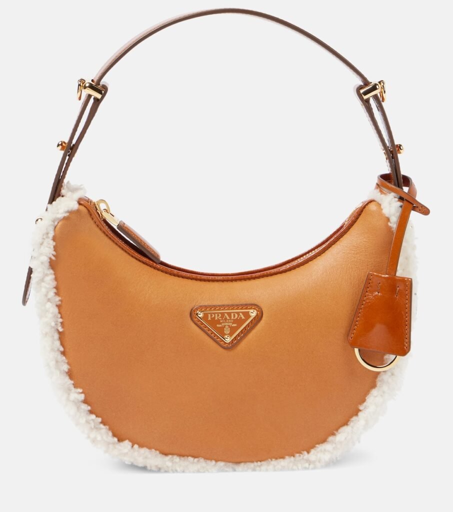 Sac Arqué Small en cuir et shearling