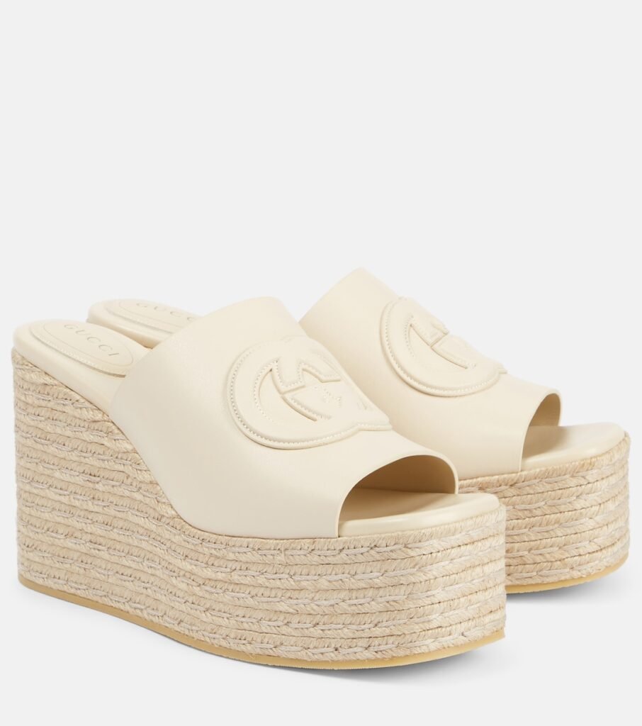 Mules GG à plateforme en cuir