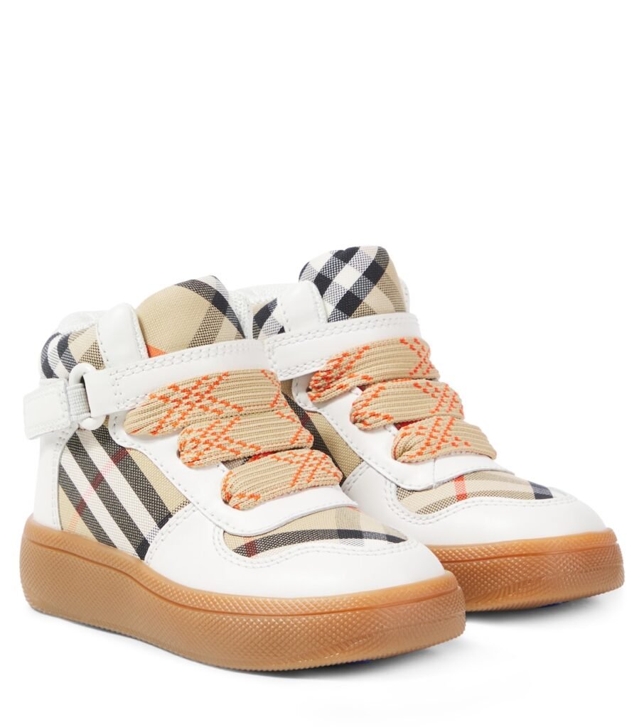 Baskets Burberry Check en cuir et toile