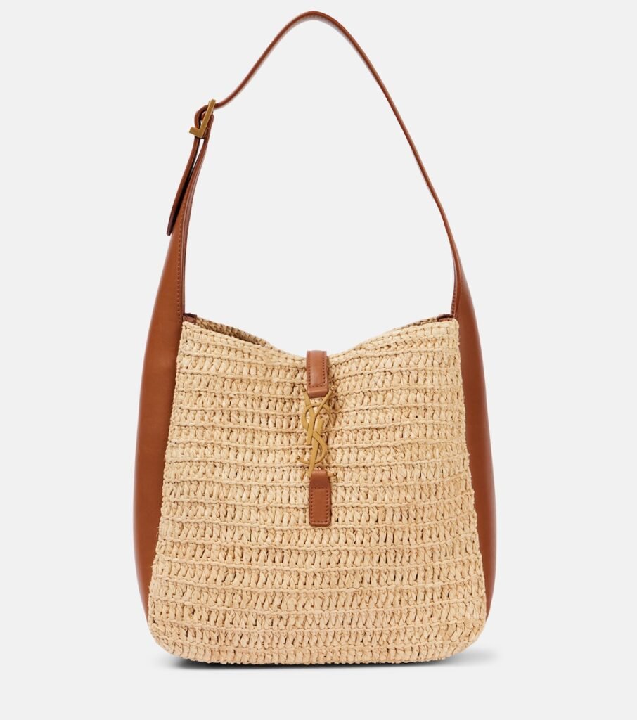 Sac Le 5 à 7 Small en raphia et cuir
