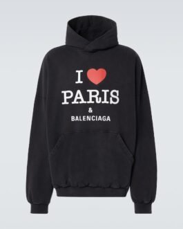 Sweat-shirt à capuche I Love Paris en coton