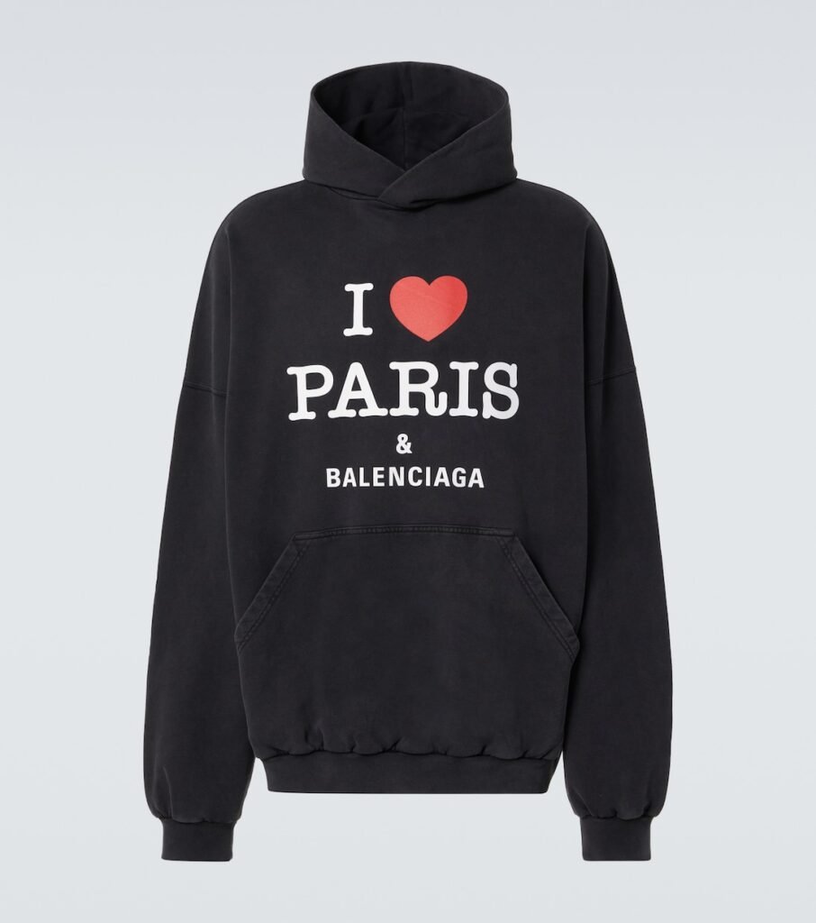 Sweat-shirt à capuche I Love Paris en coton