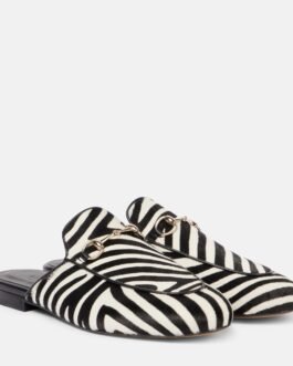 Mules en cuir façon poulain