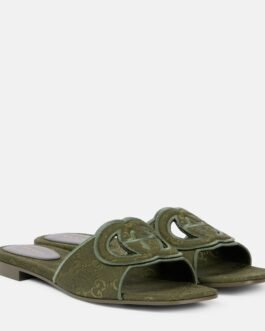 Mules Interlocking G en toile GG