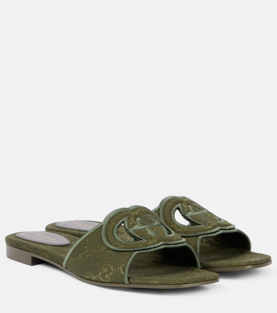 Mules Interlocking G en toile GG