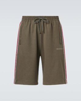 Short brodé en coton à logo