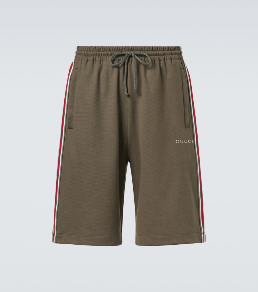 Short brodé en coton à logo
