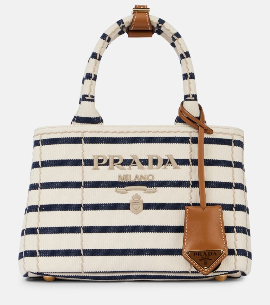 Sac Prada Jardinière Mini rayé en toile