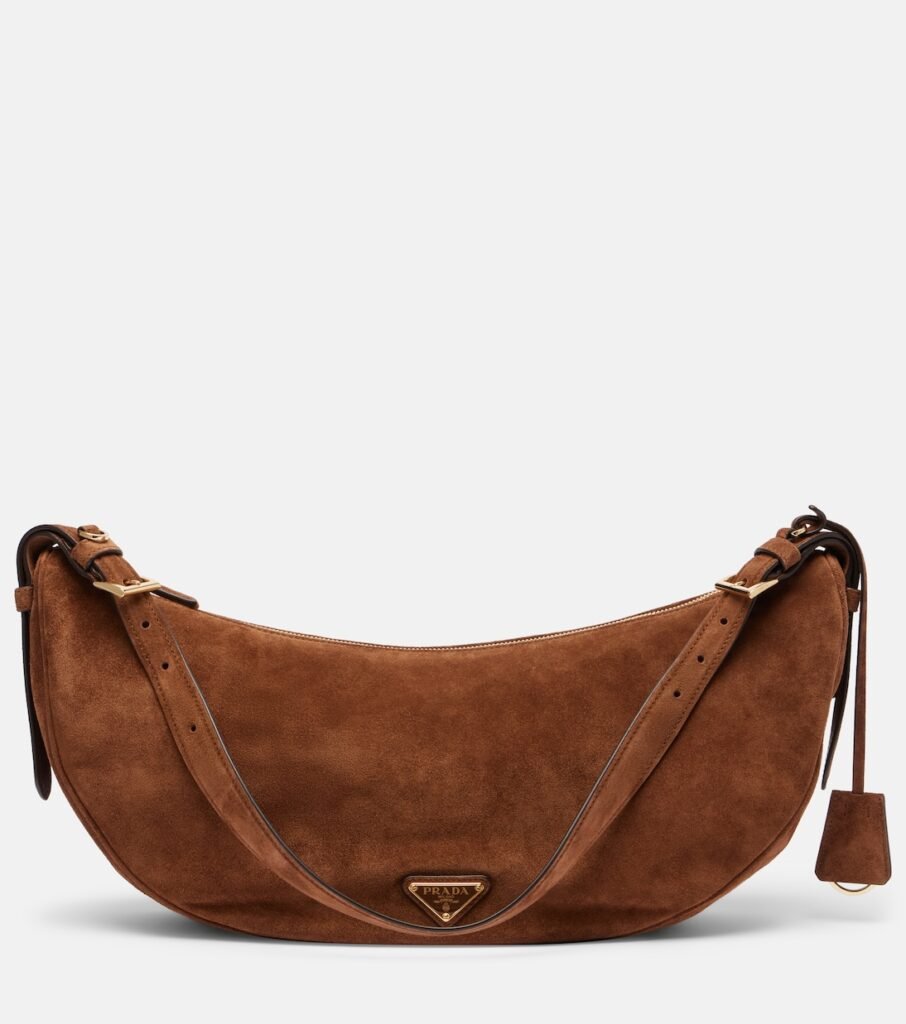 Sac Prada Demi-Lune Large en daim