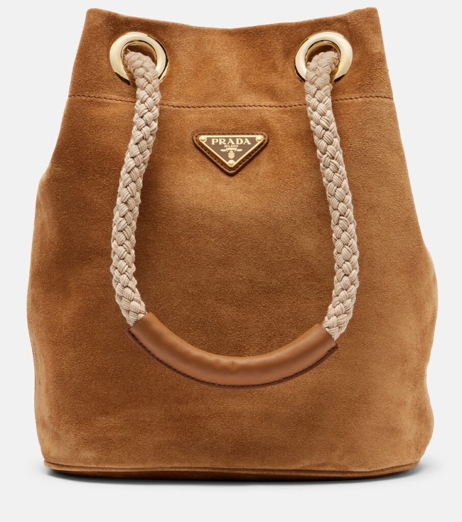 Sac seau Prada Mariner Small en daim