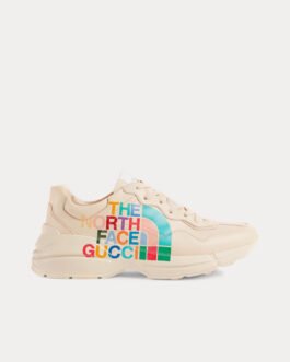 Baskets basses en cuir ivoire Gucci x The North Face Rhyton