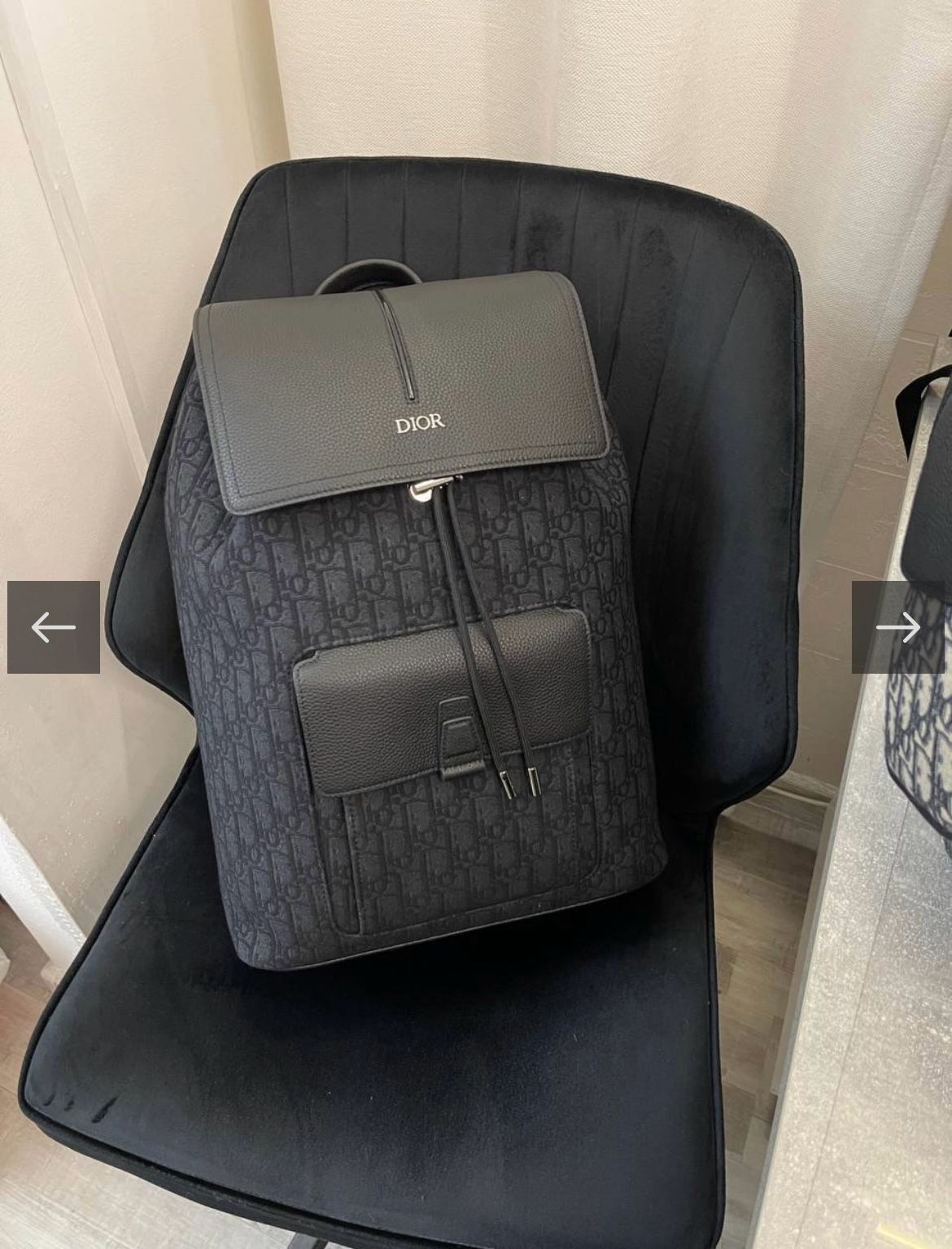 Dior Homme Motion CHRISTIAN DIOR || Sac à dos Dior Oblique Mirage noir en tissu technique et cuir de veau grainé