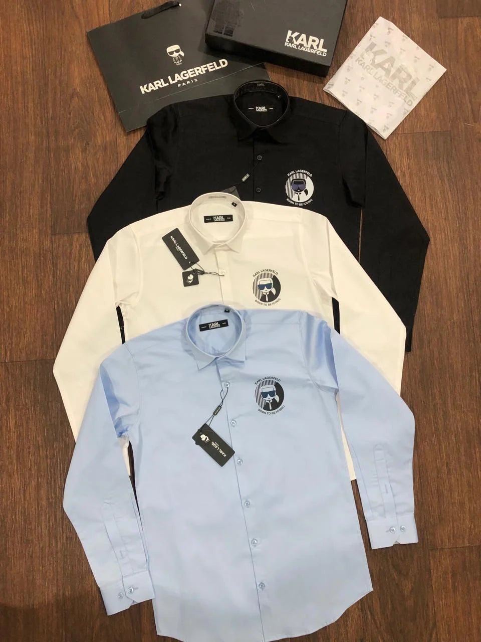 KARL LAGERFELD || Chemise en coton à motifs unis pour homme