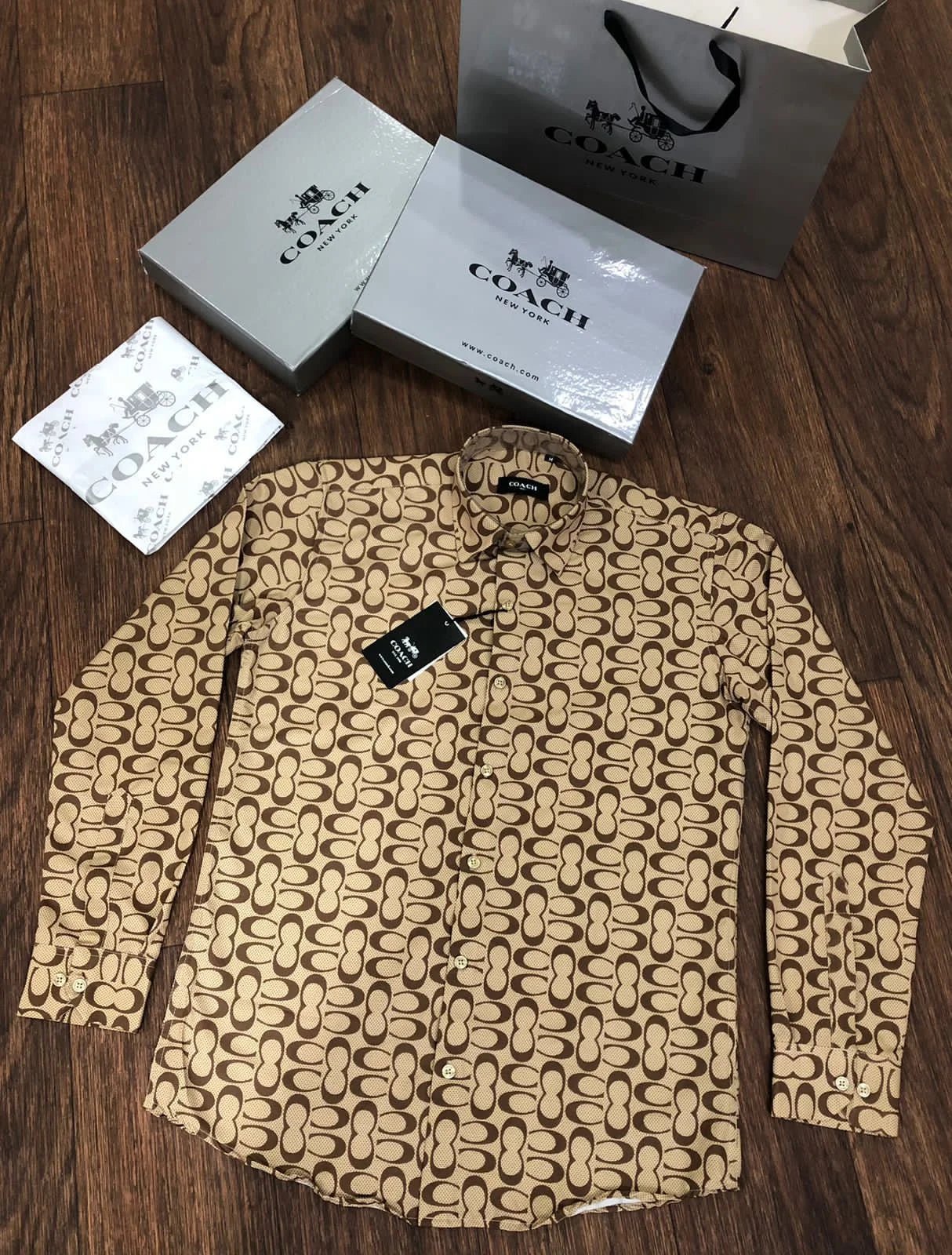 COACH || Chemise en coton à imprimé monogramme