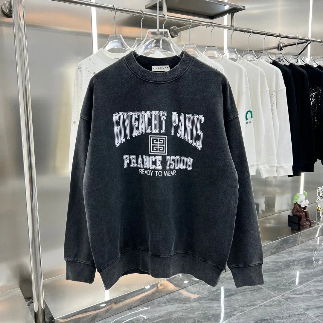 GIVENCHY || Sweat-shirt ras du cou noir marbré