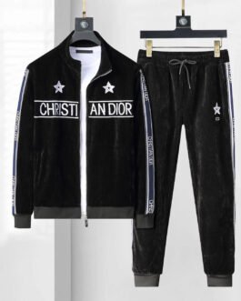 CHRISTIAN DIOR || Ensemble de survêtement noir à logo imprimé