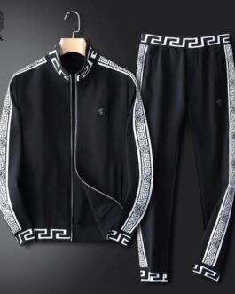 VERSACE || Ensemble de survêtement noir à bandes Medusa pour homme