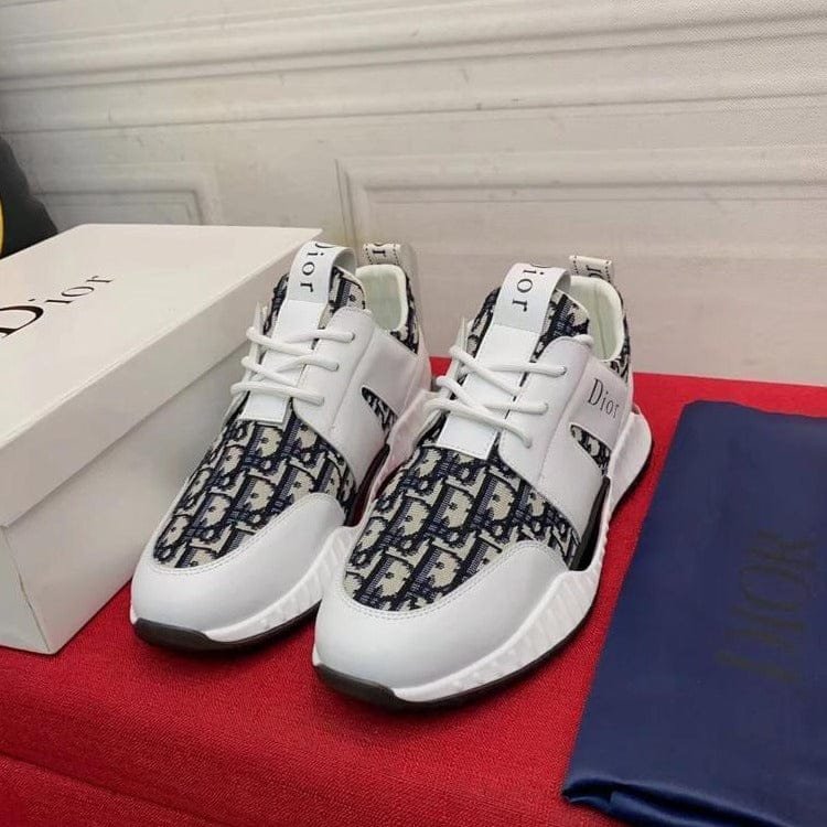 CHRISTION DIOR || Claf - Baskets en cuir avec logo - Blanc